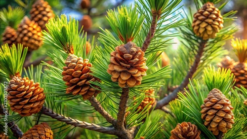 Scots pine pinus sylvestris in sochi dendrarium closeup of cones