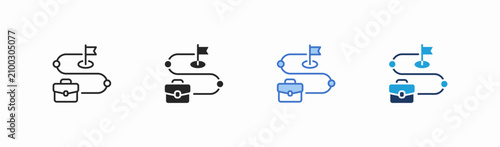 Set of business roadmap icon collection in multiple style. Icon suitable for web and mobile application