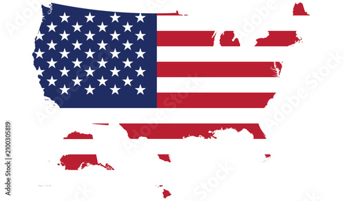 Tableau sur toile Usa flag border map vector