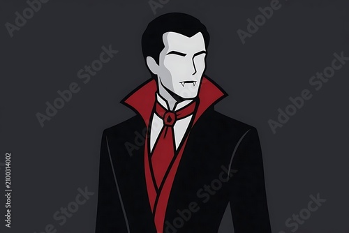 Minimalist flat vector illustration of modern vampire count for fashion apparel print and poster template