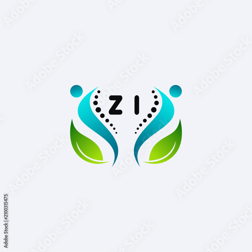 ZI initials modern and minimalist abstract logo with human and leaf elements