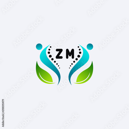 ZM initials modern and minimalist abstract logo with human and leaf elements