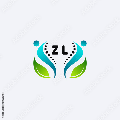 ZL initials modern and minimalist abstract logo with human and leaf elements