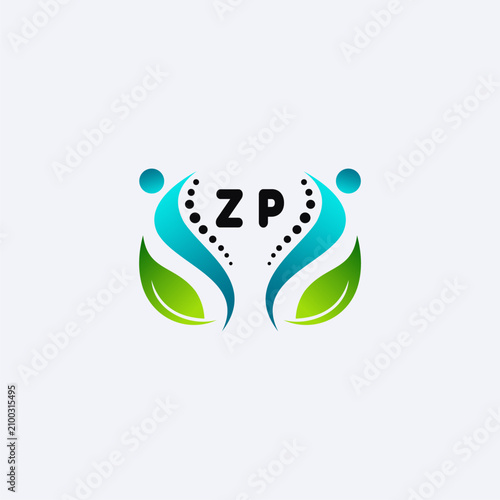 ZP initials modern and minimalist abstract logo with human and leaf elements