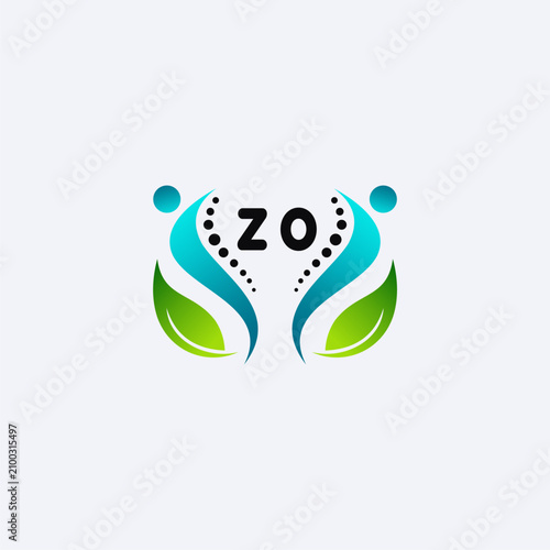 ZO initials modern and minimalist abstract logo with human and leaf elements