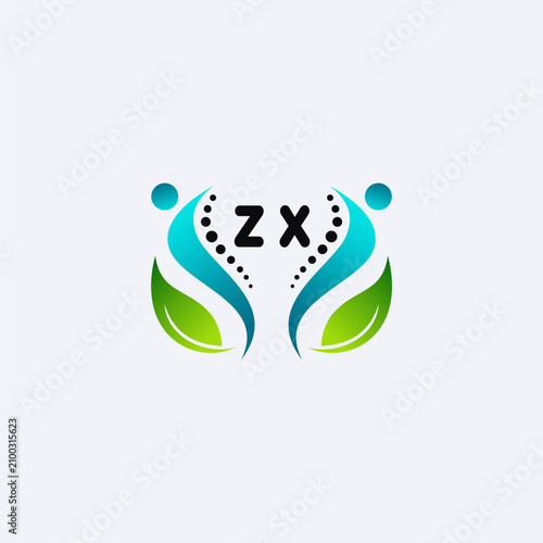 ZX initials modern and minimalist abstract logo with human and leaf elements