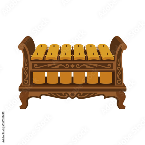 Schilderij op canvas Traditional Indonesian Gamelan Music Instrument, Wooden Percussion, Cultural Her