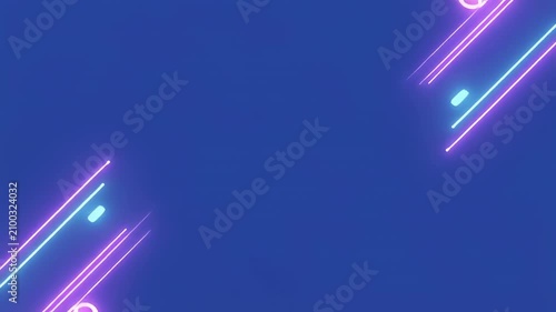 Abstract Geometric Neon Lines Pulsating on Blue Background Seamless Loop Animation