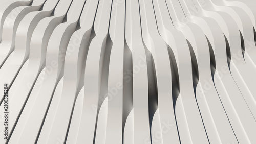 Foto 3D render of abstract white wavy stripes background, modern minimalist parametri