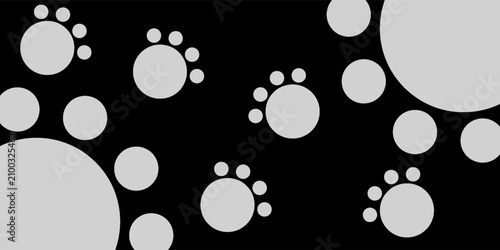 Turquoise Paw Print Circle Pattern Background With Playful Abstract Bubbles And Geometric Design