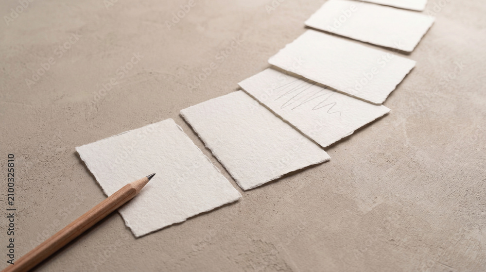 Fototapeta premium Aligned Paper Notes Pathway Concept for Clear, Organized Thinking