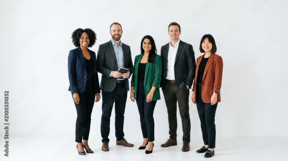 Fototapeta premium Diverse group of business people standing together, isolated on white background