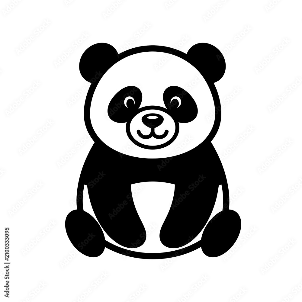 Fototapeta premium Cute black and white panda bear illustration.