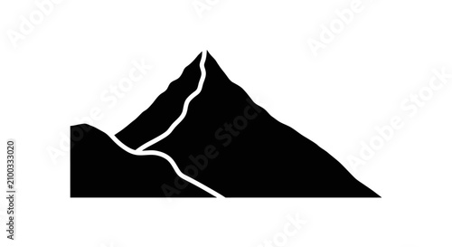 Mountain peak features a winding hiking trail leading to the summit.