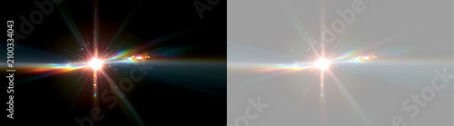 Cuadro en lienzo Intense rainbow lens flare with wide light spectrum