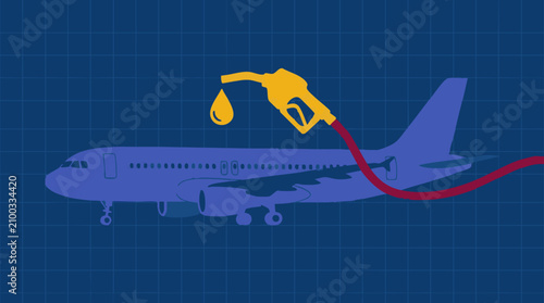 Cuadro en lienzo Jet Fueling Illustration: Commercial Airplane and Gas Pump Nozzle