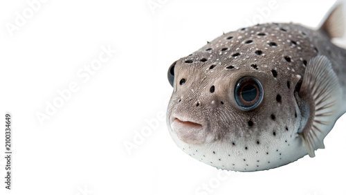 Cuadro en lienzo Spotted puffer fish marine wildlife ocean creature view isolated on transparent