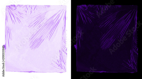 Fotografie Purple plastic wrap texture, wrinkled cellophane film overlay, crumpled violet p