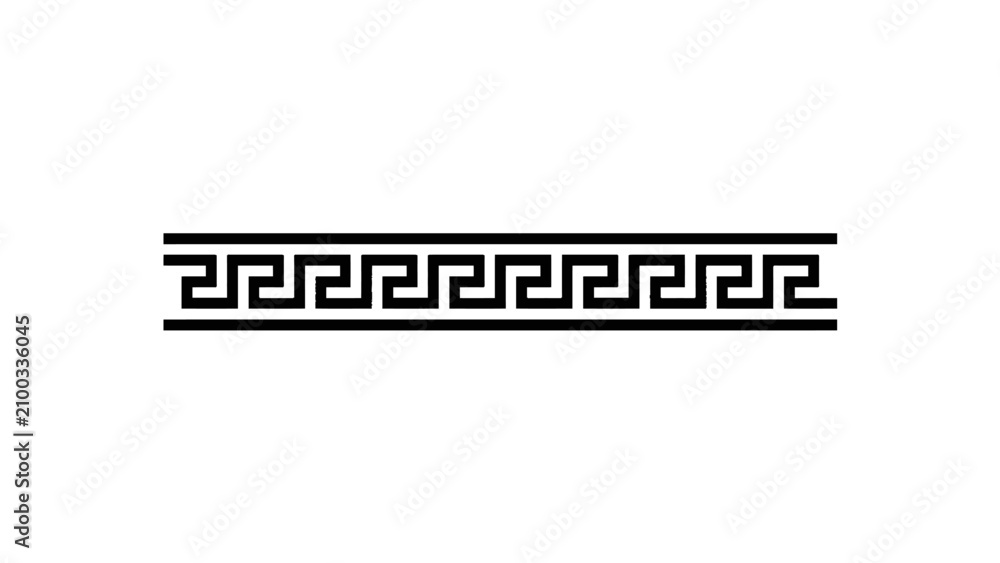 Fototapeta premium Greek Key Meander Pattern Border on White Background