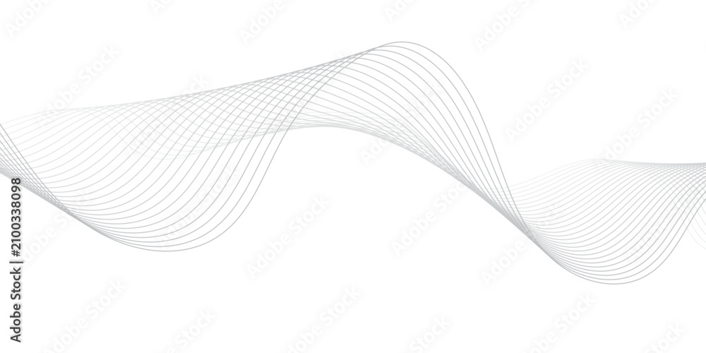 Fototapeta premium Elegant Silver Gray Flowing Wave Line Abstract Background on White Minimal Modern Luxury Design.