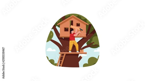 Treehouse Adventure Childhood Exploration MP4 Animation 