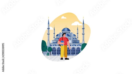Blue Mosque Cultural Travel Destination Visit MP4 Animation 