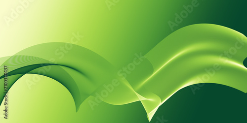 Abstract green gradient background with elegant flowing wave lines and dynamic smooth curves.