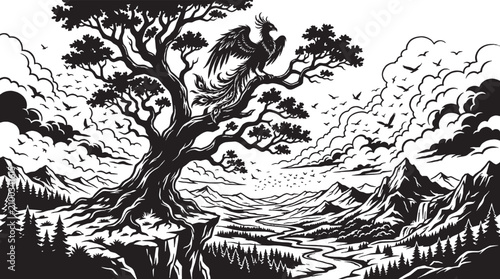 black and white illustration