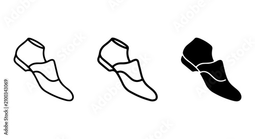 Bild auf Leinwand Classic Loafer Shoe Icons, Black and White Vector Illustrations, Elegant Footwea