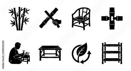 Tableau sur toile Bamboo Furniture Icons, Craftsmanship, Eco-Friendly Design, Sustainable Material