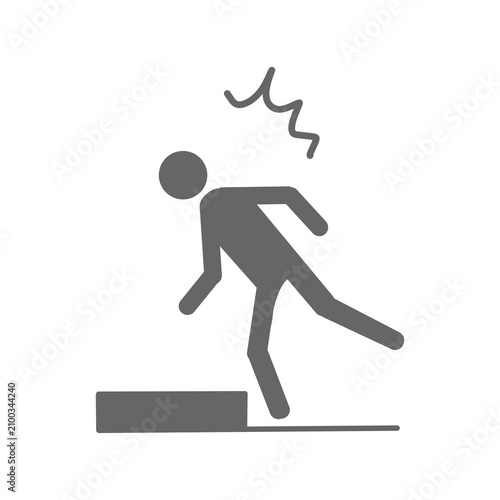 Canvastavla Person Tripping Danger Icon for Safety Warning and Accident Prevention