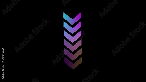 Gradient chevron arrow loading animation, abstract motion loop progress