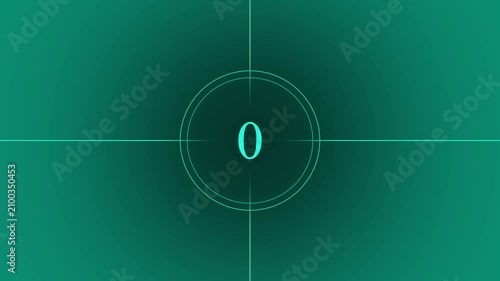 Digital countdown timer animation, green hud style motion for broadcast intro and cinematic opener motion broadcast