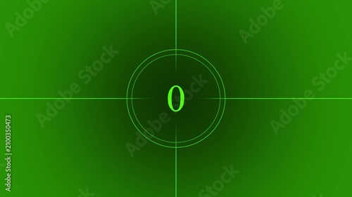 Digital radar countdown timer with rotating green scanning beam overlay sonar
