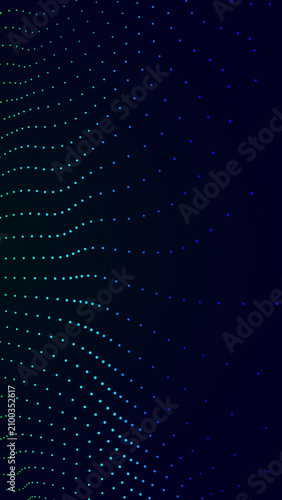 abstract green blue background with wave grid lines flow , futuristic ai technology and science stream vertical social media background