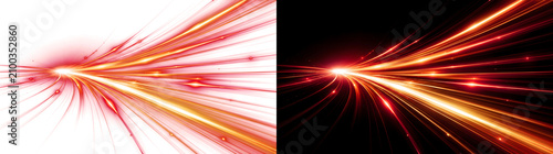 Картината върху платно Speed Light streaking orange and red rays converging into bright motion lines fo