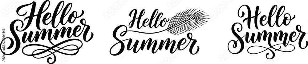 Fototapeta premium Hello summer typography designs for seasonal greeting cards