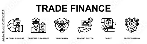Bild auf Leinwand Trade Finance Banner Web Outline Icon Vector Illustration Concept for Business w