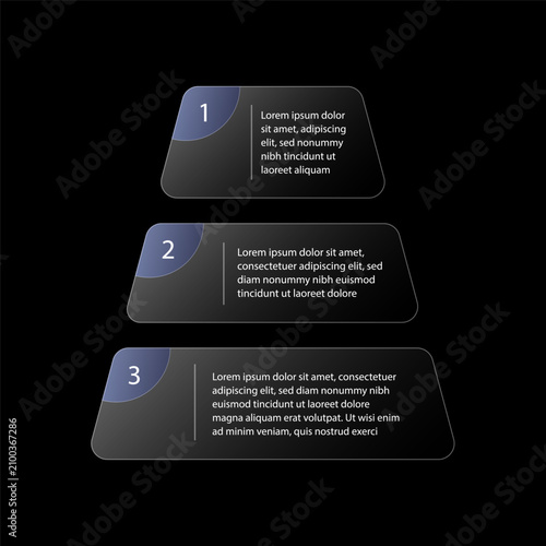 Dark Glassmorphism Step-by-Step Infographic Template with Numbered Process Cards and Modern Presentation Layout