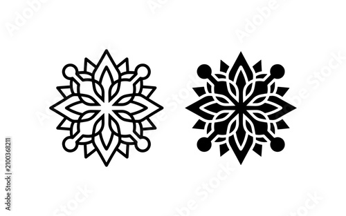 Geometric Mandala Ornaments, Intricate Floral Patterns, Decorative Vector Designs, Black and White Symmetry Elements