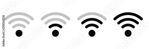 Tableau sur toile Wi-Fi icon set with signal strength level symbols for wireless network, internet