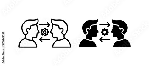 Communication Icons, Two People Exchanging Ideas, Collaboration Symbols, Business Interaction, Dialogue Graphics