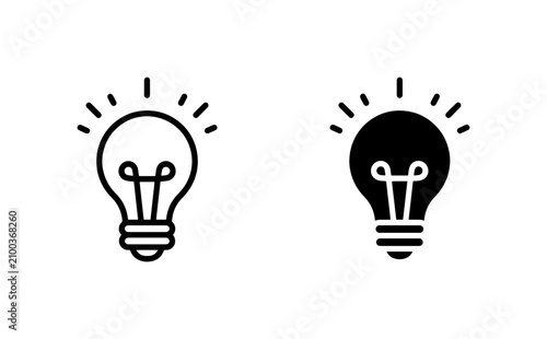 Light Bulb Icons, Idea Generation Symbols, Innovation Concepts, Bright Solutions, Vector Graphics