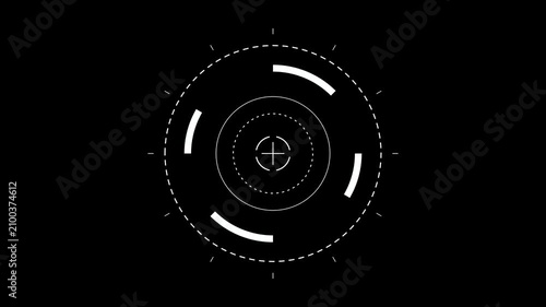 HUD target interface element rotating on a black background for futuristic tech visual effects