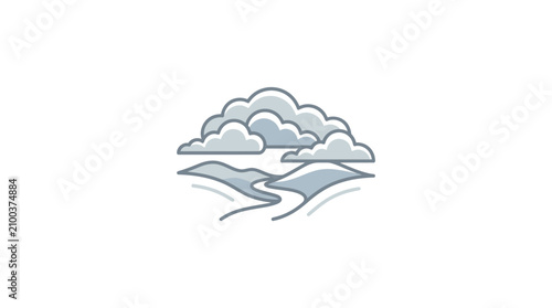 Foto Clouds Above Mountain Range Landscape View.