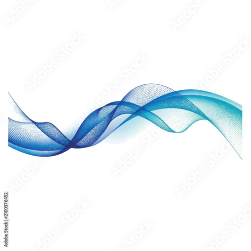 Abstract Blue Halftone Ribbon Wave Background with Flowing Curved Dotted Gradient Vector