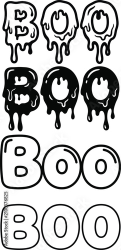 Boo text with dripping slime and bubble font styles for Halloween graphic design elements
