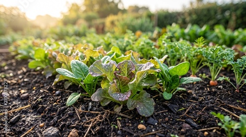 Fresh Organic Vegetables Growing in Garden for World Food Day