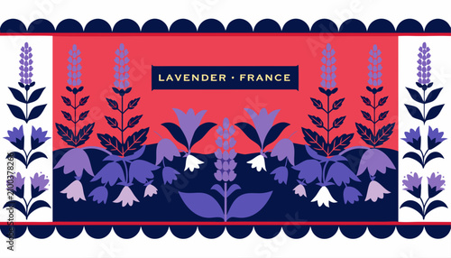 фотографія Very beautiful realistic vector illustration of a charming LAVENDER CARPET MOTIF