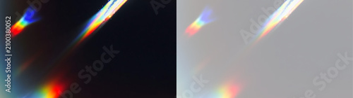 Bild auf Leinwand Rainbow prism light leak overlay on black and transparent background